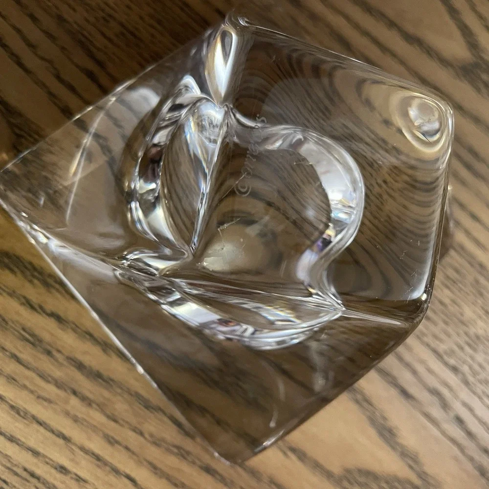 Chunky Tea Light‎ Candle Holder - Orrefors Tornado Jan Johansson Sweden